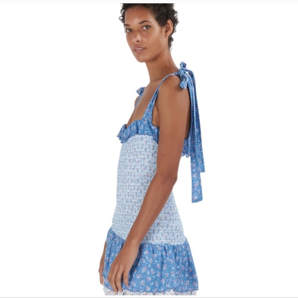 Loveshackfancy Aya Mini Dress Blue Large - Picture 4 of 16